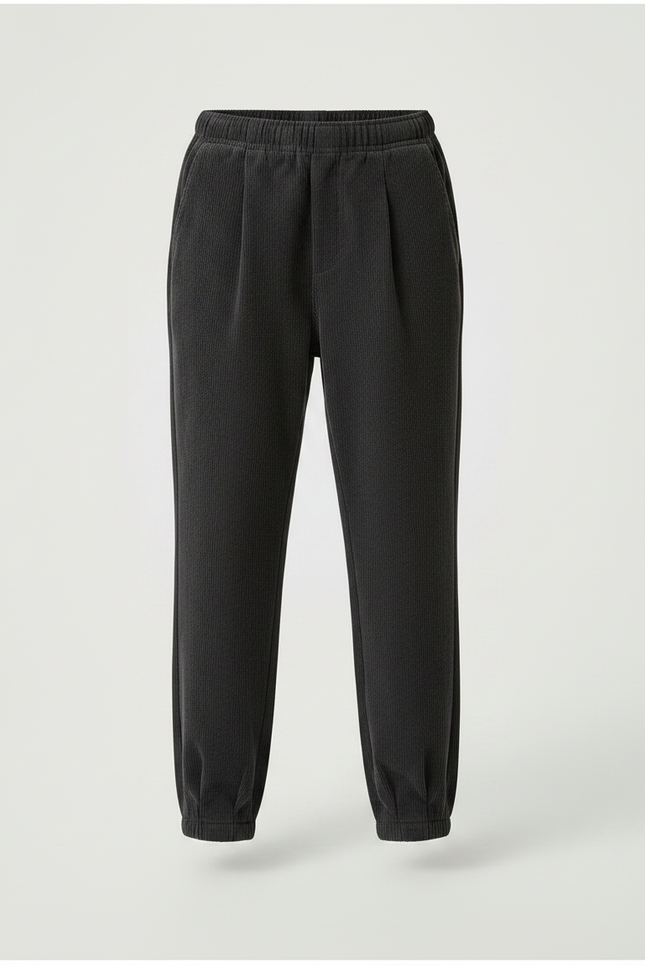 Pantalon À Pince Gris Côtelé Ample Décontracté Enfant - Cordé - vue 3