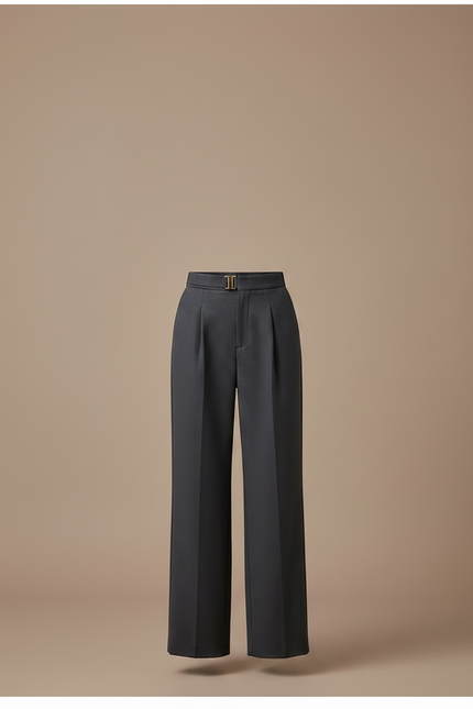 Pantalon À Pince Gris Anthracite Ample Taille Haute Élégant - Gabardine - vue 3