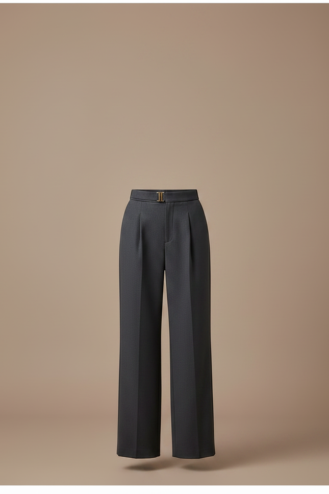 Pantalon À Pince Gris Anthracite Ample Taille Haute Élégant - Gabardine - vue 3