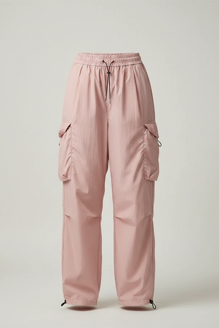 Pantalon À Pince Rose Cargo Ample Fluide Décontracté - Polyester - vue 3