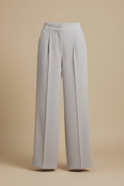 Pantalon À Pince Gris Fluide Ample Élégant Femme - Polyester - vue 3