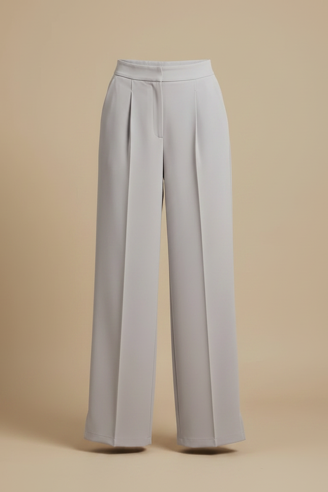 Pantalon À Pince Gris Fluide Ample Élégant Femme - Polyester - vue 3