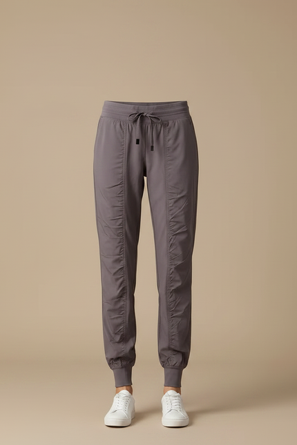 Pantalon À Pince Gris Cordon Fluide Sport Femme - Polyester - vue 3