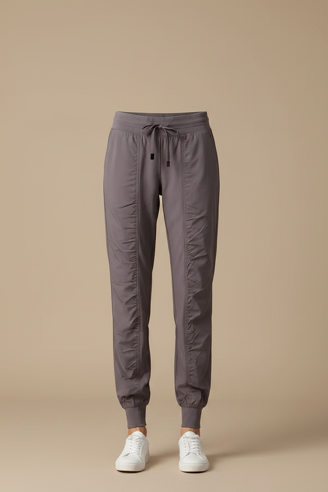 Pantalon À Pince Gris Cordon Fluide Sport Femme - Polyester - vue 3