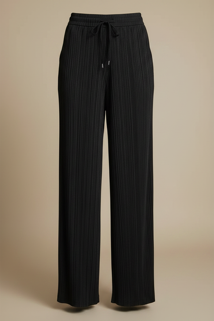 Pantalon À Pince Noir Plissé Ample Fluide Femme - Polyester - vue 3