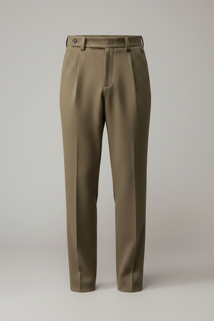 Pantalon À Pince Marron Laine Droit Décontracté Homme - Kaki - vue 3