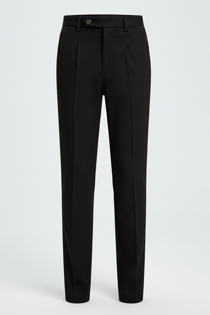 Pantalon À Pince Noir Droit Classique Garçon - Gabardine - vue 3