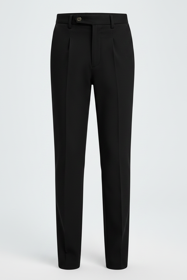 Pantalon À Pince Noir Droit Classique Garçon - Gabardine - vue 3