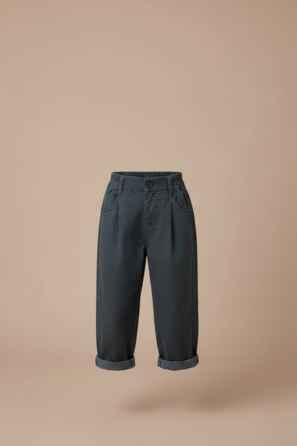 Pantalon À Pince Gris Ample Plissé Décontracté Enfant Garçon - Gabardine - vue 3