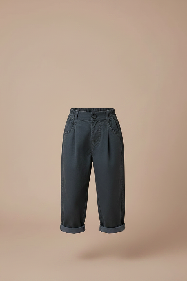 Pantalon À Pince Gris Ample Plissé Décontracté Enfant Garçon - Gabardine - vue 3