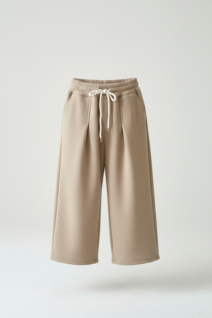 Pantalon À Pince Beige Molleton Ample Décontracté Enfant - vue 3