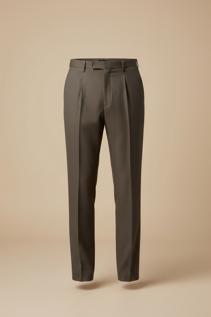 Pantalon À Pince Marron Droit Plissé Élégant Homme - Gabardine - vue 3