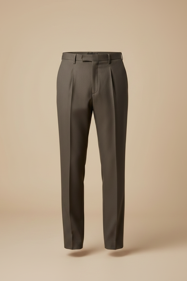 Pantalon À Pince Marron Droit Plissé Élégant Homme - Gabardine - vue 3