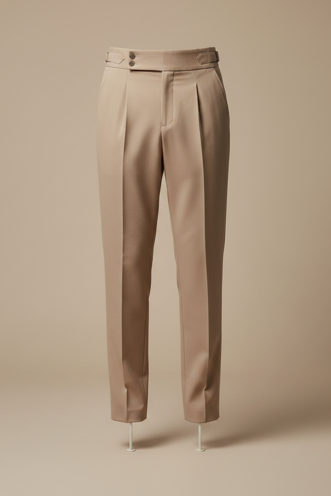 Pantalon À Pince Beige Plissé Drapé Élégant Homme - Gabardine - vue 3