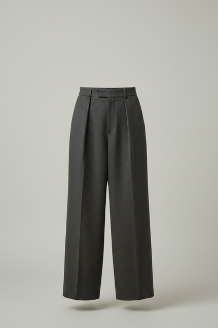 Pantalon À Pinces Large Femme - Gris Gabardine - vue 3