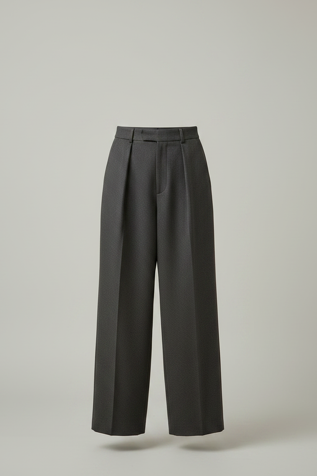 Pantalon À Pinces Large Femme - Gris Gabardine - vue 3