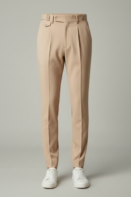 Pantalon À Pince Beige Coupe Droite Élégant Homme - Gabardine - vue 3