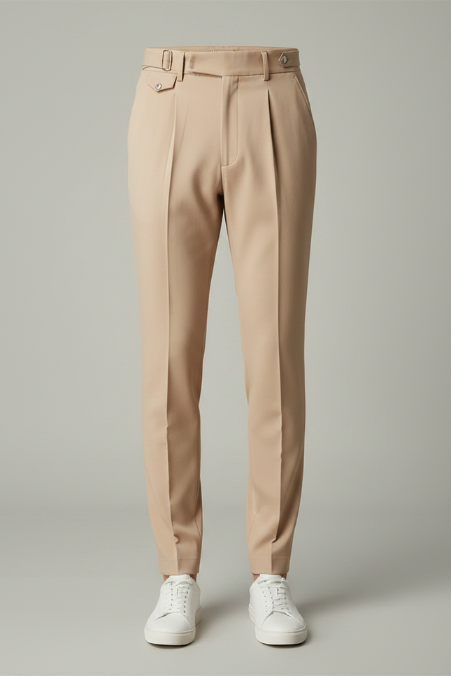 Pantalon À Pince Beige Coupe Droite Élégant Homme - Gabardine - vue 3