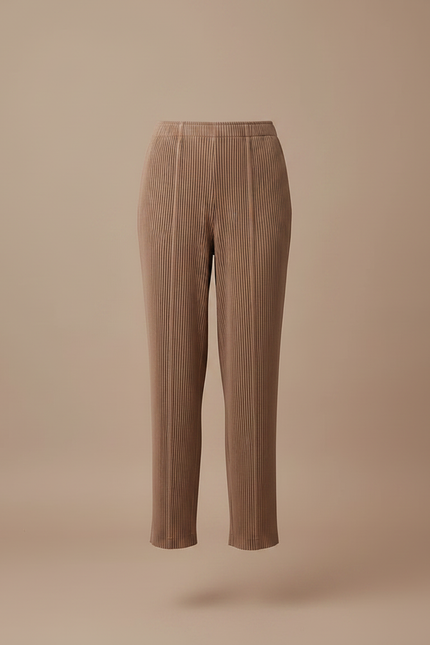 Pantalon À Pince Plissé Marron Fluide Décontracté Femme - Polyester - vue 3