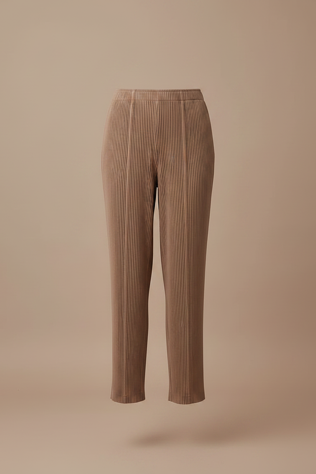 Pantalon À Pince Plissé Marron Fluide Décontracté Femme - Polyester - vue 3