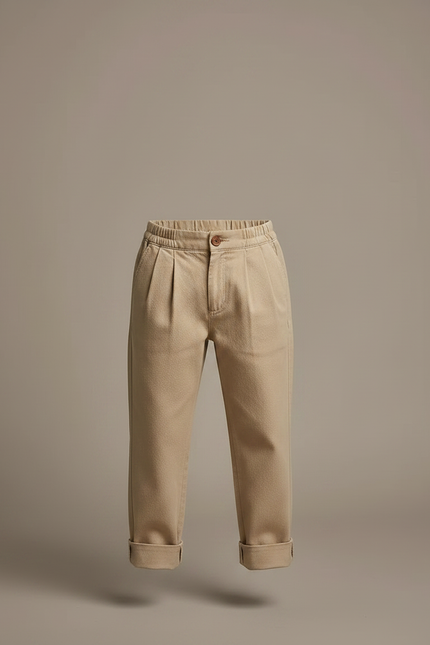 Pantalon À Pince Beige Plissé Ample Décontracté Enfant - Gabardine - vue 3