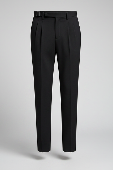 Pantalon À Pince Noir Droit Plissé Élégant Homme - Gabardine - vue 3