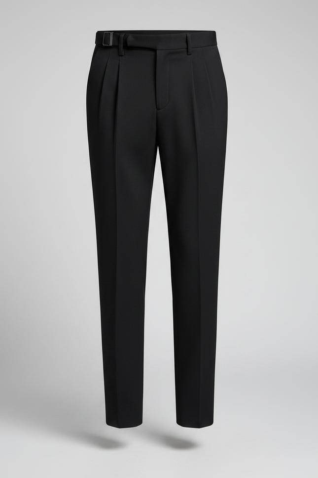 Pantalon À Pince Noir Droit Plissé Élégant Homme - Gabardine - vue 3