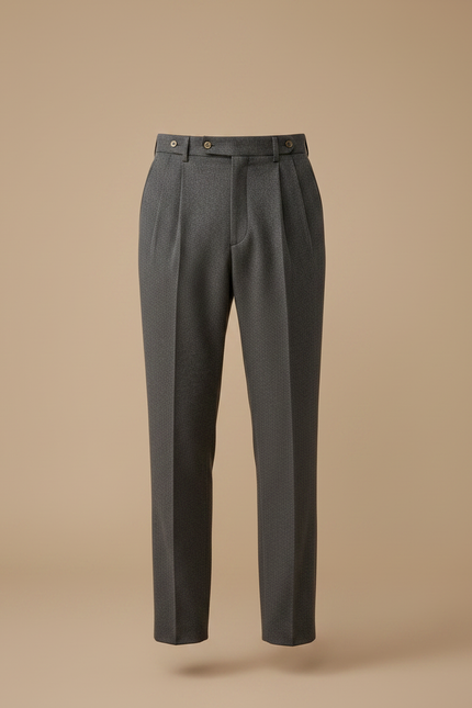 Pantalon À Pince Gris Anthracite Laine Plissé Homme Formel - vue 3
