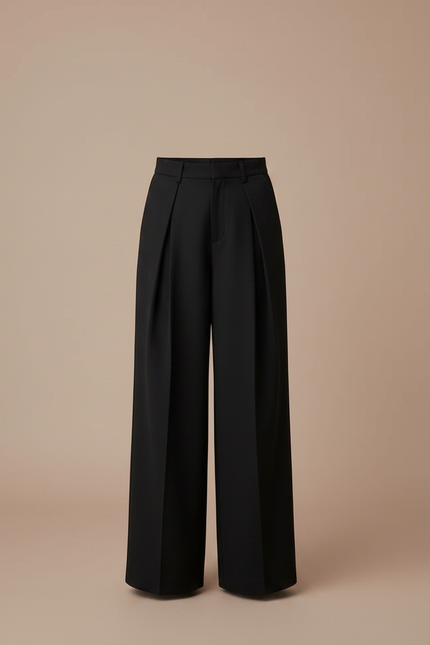 Pantalon À Pince Noir Ample Plissé Confortable Fille - Polyester - vue 3