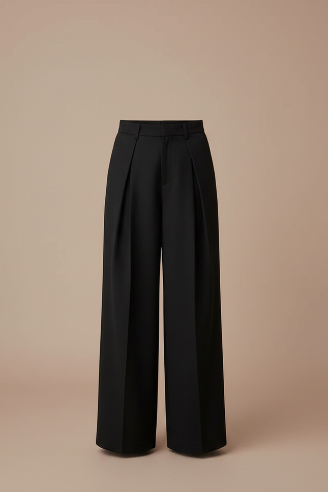 Pantalon À Pince Noir Ample Plissé Confortable Fille - Polyester - vue 3