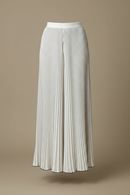 Pantalon À Pince Plissé Blanc Fluide Élégant Femme - Polyester - vue 3