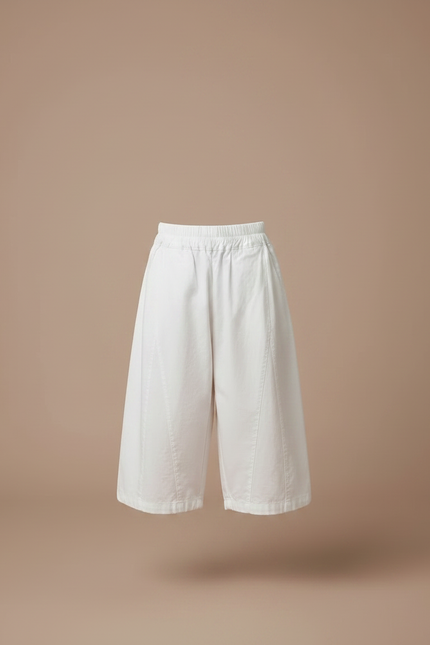 Pantalon À Pince Blanc Ample Coton Enfant Décontracté - Toile - vue 3