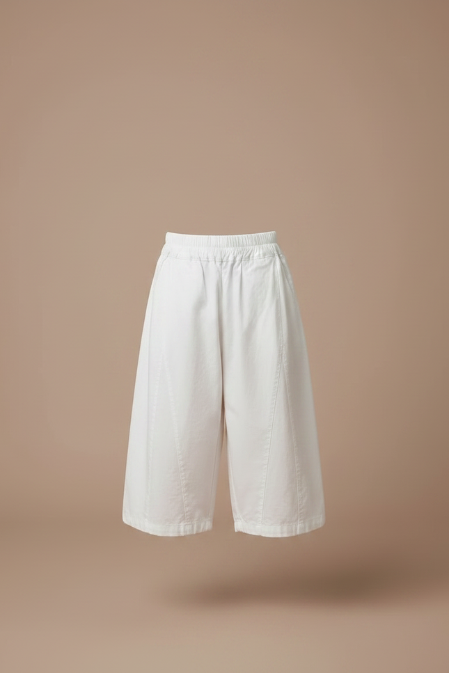 Pantalon À Pince Blanc Ample Coton Enfant Décontracté - Toile - vue 3
