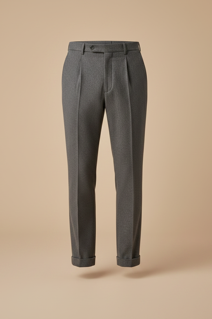 Pantalon À Pince Gris Anthracite Slim Plissé Élégant - Laine - vue 3