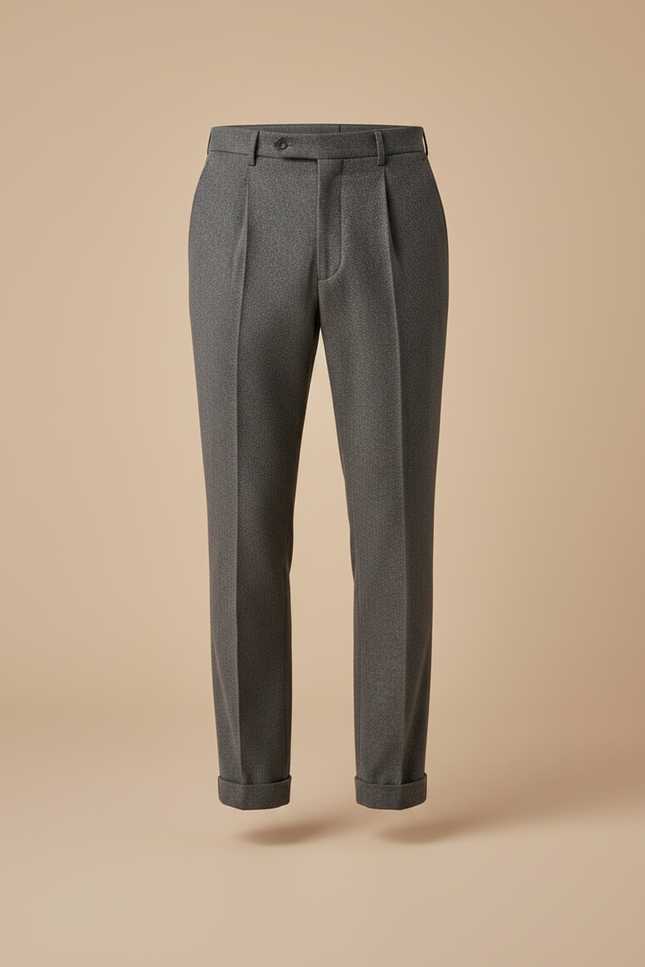 Pantalon À Pince Gris Anthracite Slim Plissé Élégant - Laine - vue 3