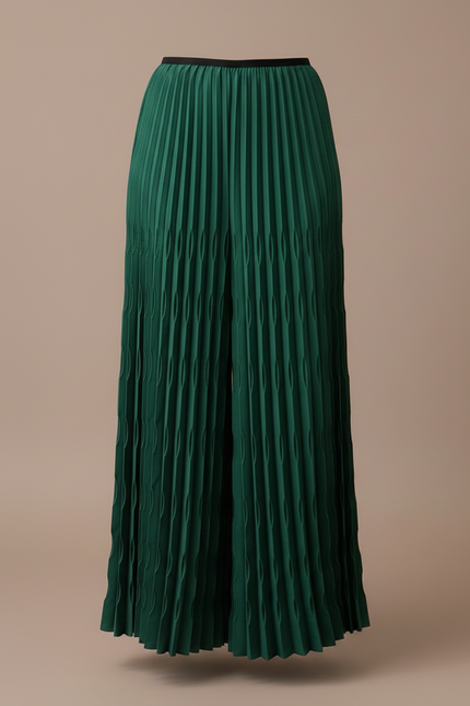 Pantalon À Pince Plissé Vert Émeraude Ample Chic - Polyester - vue 3