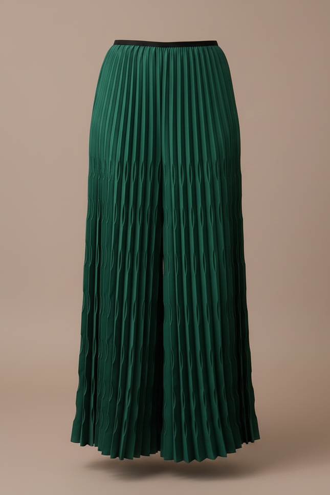 Pantalon À Pince Plissé Vert Émeraude Ample Chic - Polyester - vue 3