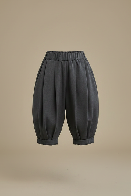Pantalon À Pince Gris Plissé Ample Enfant Décontracté - Viscose - vue 3