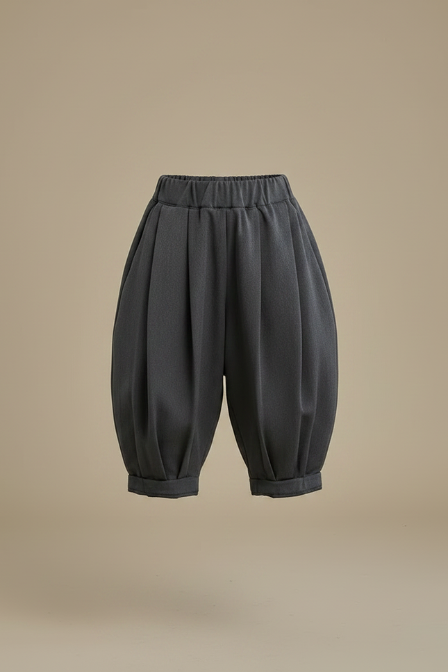 Pantalon À Pince Gris Plissé Ample Enfant Décontracté - Viscose - vue 3