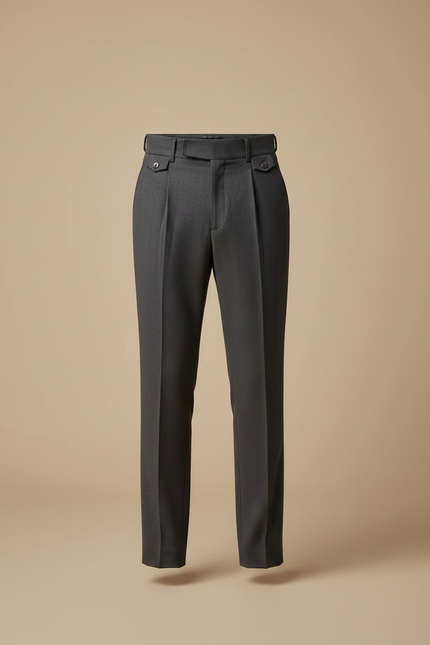 Pantalon À Pince Gris Anthracite Coupe Droite Élégant - Laine - vue 3