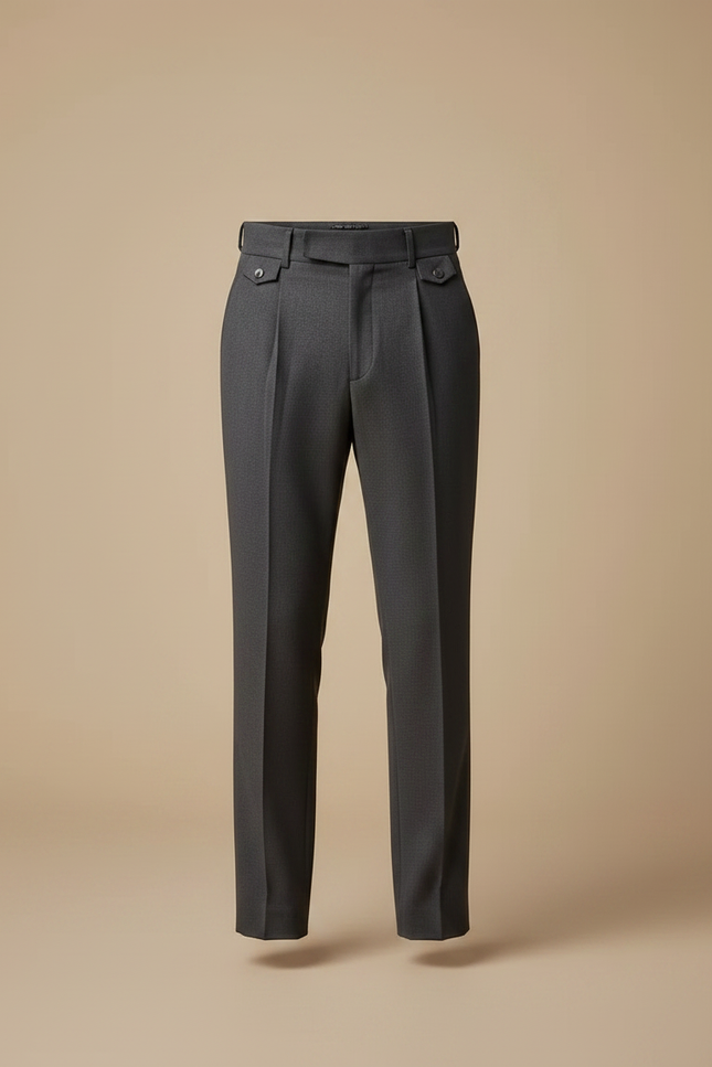 Pantalon À Pince Gris Anthracite Coupe Droite Élégant - Laine - vue 3