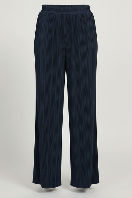 Pantalon À Pince Bleu Marine Ample Plissé Décontracté Enfant - Maille - vue 3