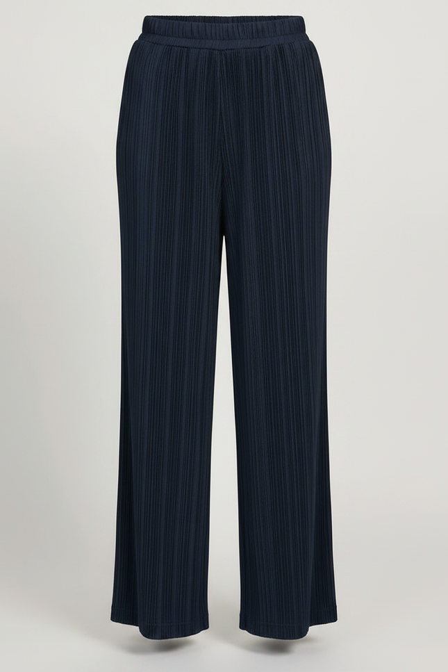 Pantalon À Pince Bleu Marine Ample Plissé Décontracté Enfant - Maille - vue 3