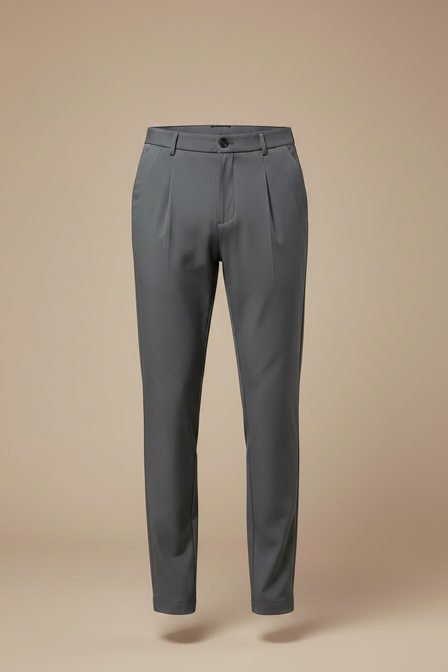Pantalon À Pince Gris Anthracite Coupe Droite Élégant Homme - Polyester - vue 3