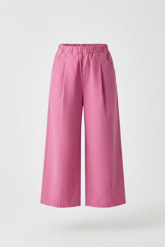 Pantalon À Pince Rose Ample Droit Fille Coton - vue 3