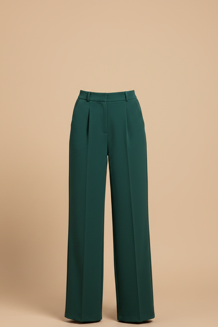 Pantalon À Pince Vert Émeraude Large Fluide Élégant Femme - Polyester - vue 3