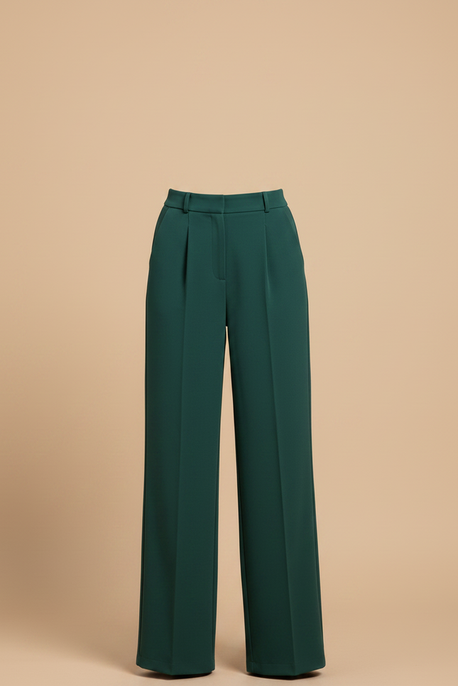 Pantalon À Pince Vert Émeraude Large Fluide Élégant Femme - Polyester - vue 3