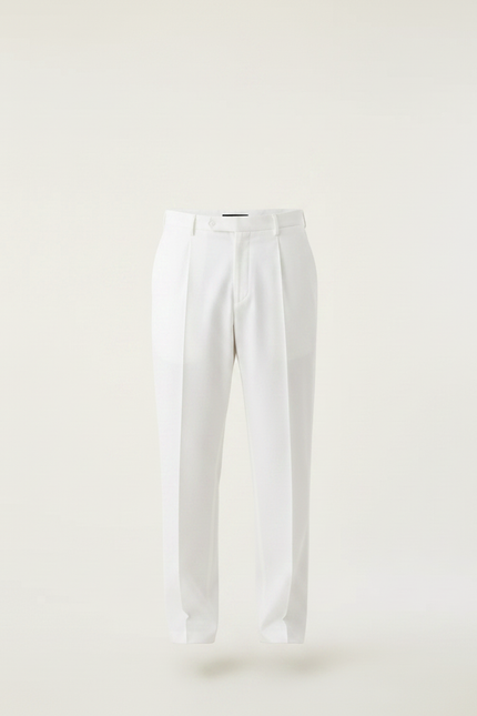 Pantalon Blanc À Pince - Gabardine - vue 3