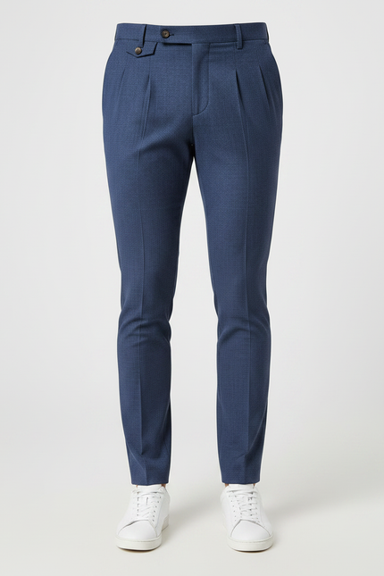 Pantalon À Pince Bleu Marine Slim Élégant Homme - Polyester - vue 3