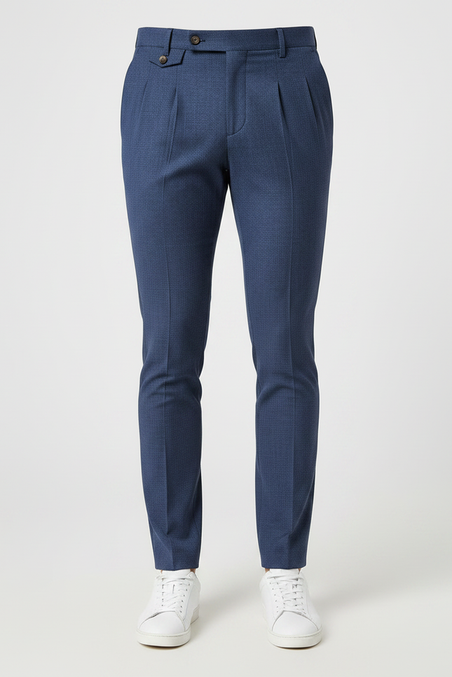 Pantalon À Pince Bleu Marine Slim Élégant Homme - Polyester - vue 3